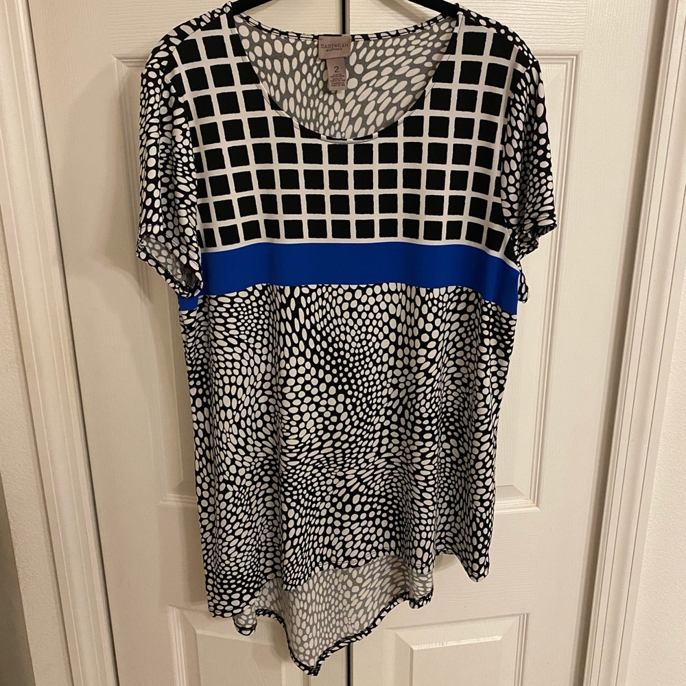 Mixed Media Black & Electric⚡️Blue Ladies Top